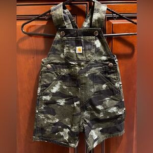 NWOT Carhartt Toddler Camouflage Canvas Bib Overalls Shortalls - 3T